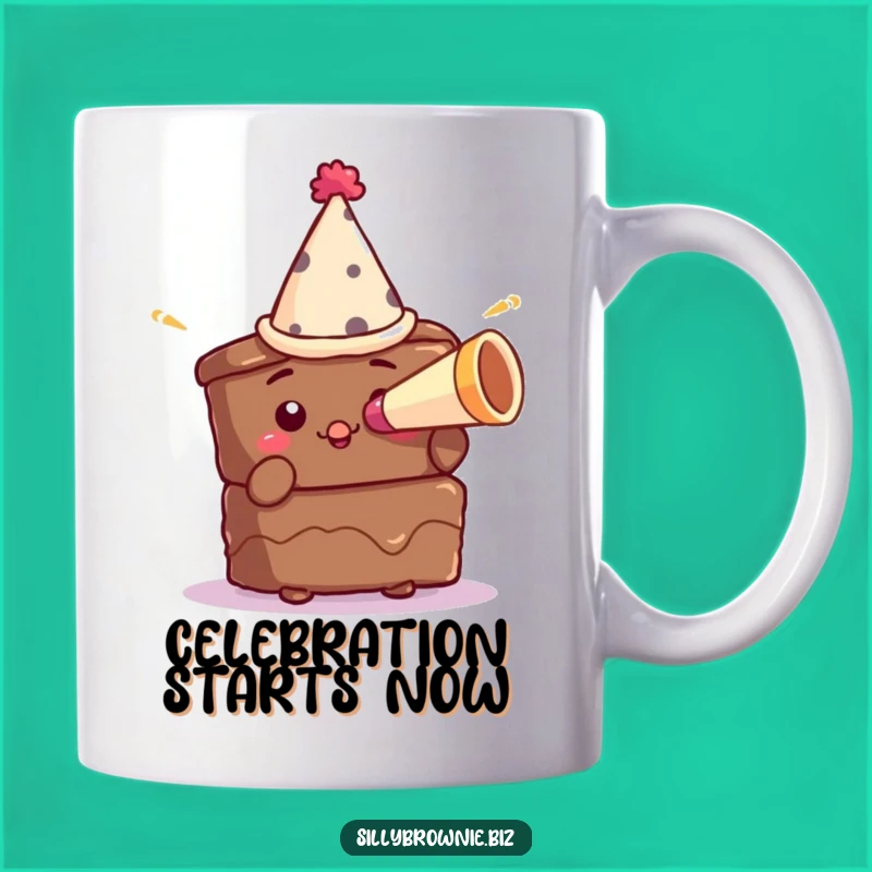 Funny Brownie Party Hat Mug - Hilarious Birthday Dessert Treat Gift