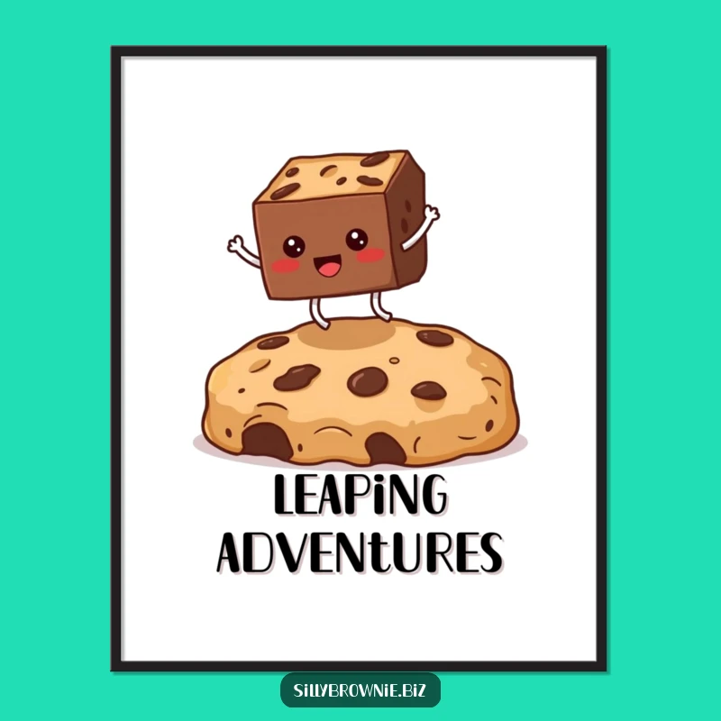 Funny Brownie Jumping Digital Art - Hilarious Dessert Wall Art Gift