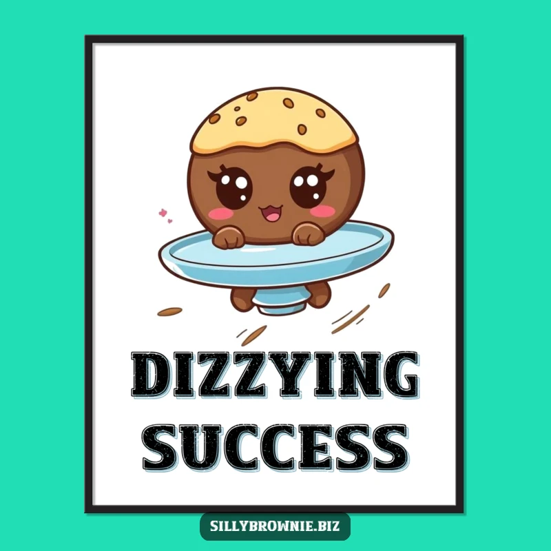 Funny Brownie Spin Poster - Hilarious Googly Eyed Dessert Art Gift