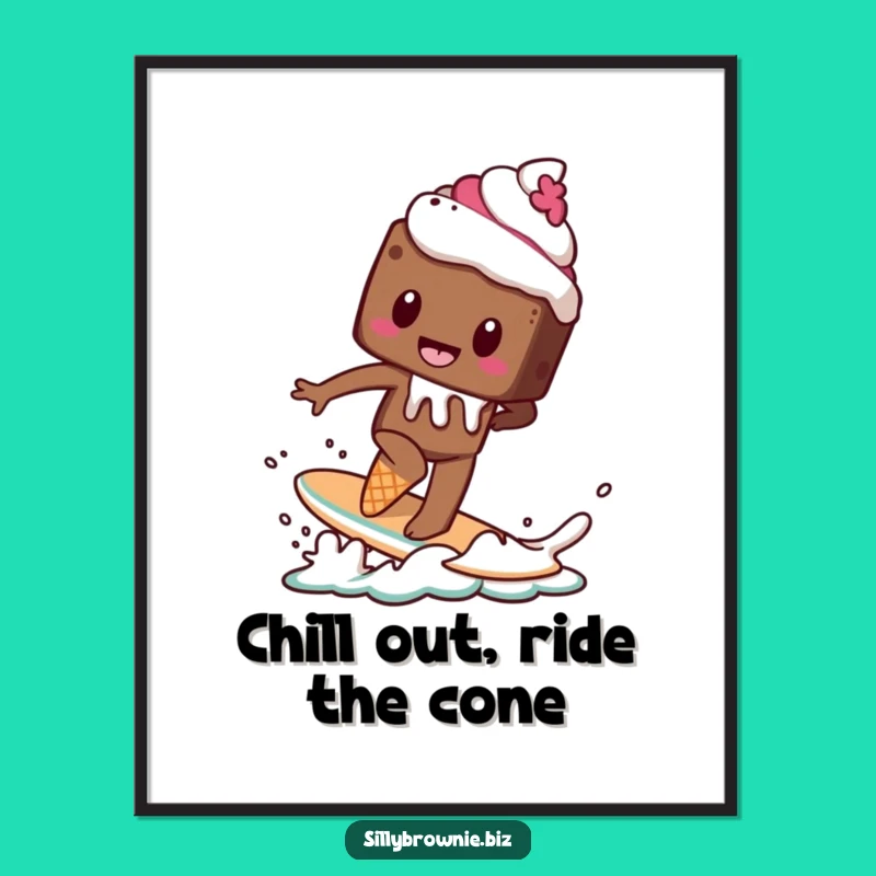 Free Printable Funny Wall Art: Brownie's Ice Cream Cone Surf Session