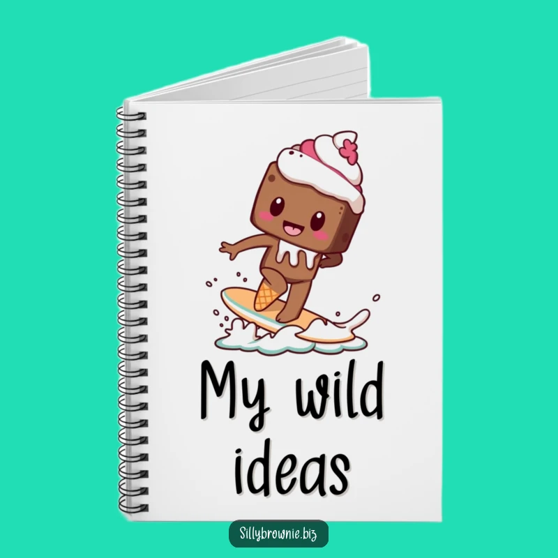 Funny Brownie Surf Notebook - Hilarious Melting Dessert Journal Gift