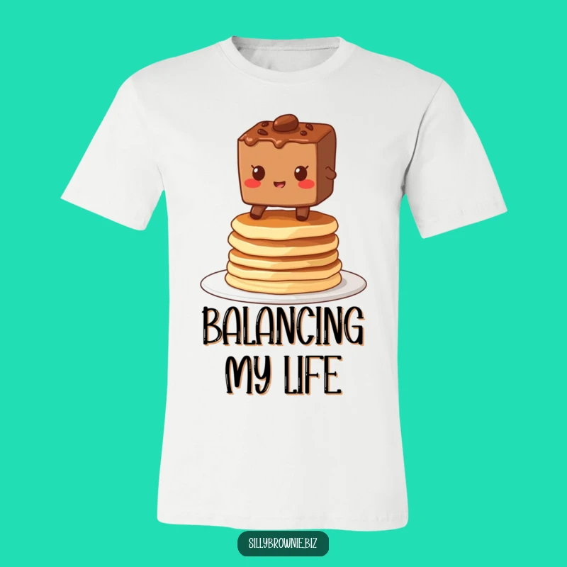 Funny Brownie Pancake T-Shirt - Hilarious Breakfast Dessert Balance Gift
