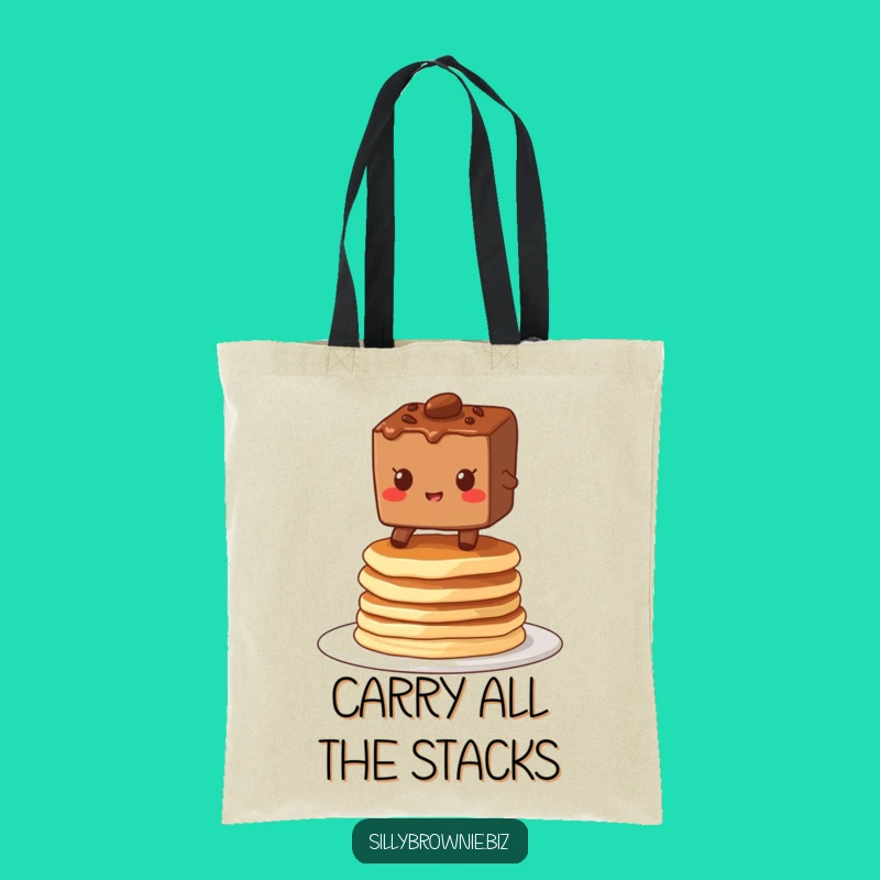 Funny Brownie Pancake Tote Bag - Hilarious Breakfast Carryall Gift