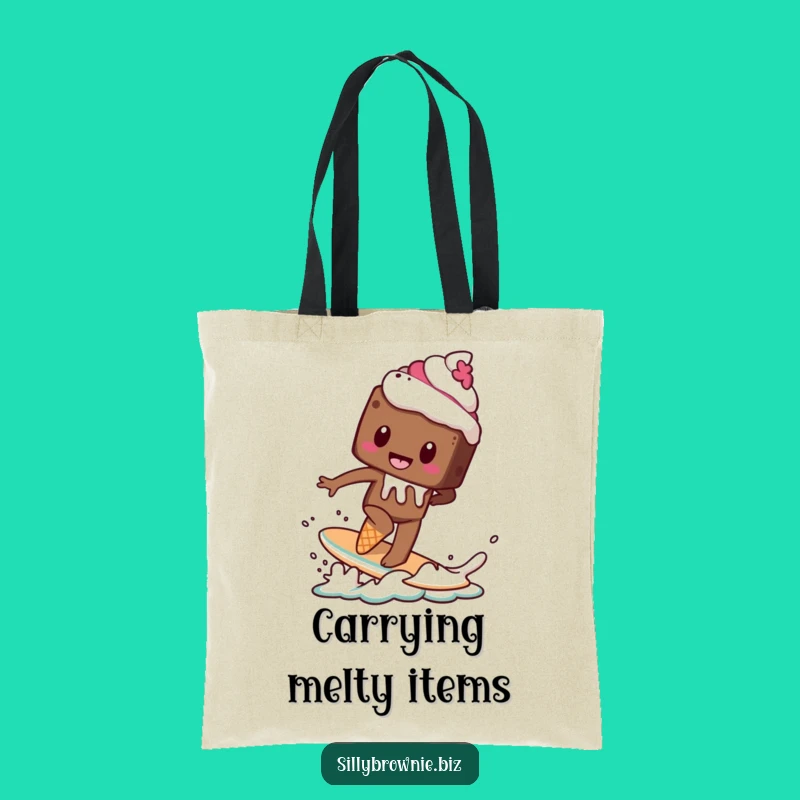 Funny Brownie Surf Tote Bag - Hilarious Melting Dessert Carryall Gift